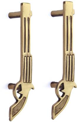 SUSAJJIT DECOR Door Handle of Gun (Pistol) Shape Made of Brass Brass Door Handle