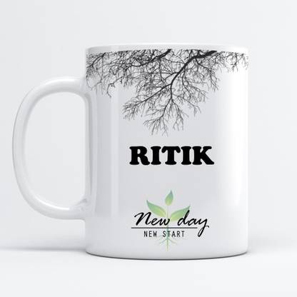 Beautum Ritik Printed New Day New Start White Name Model No:NDNS017618 Ceramic Coffee Mug