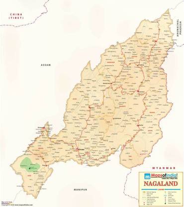 Nagaland Detailed Antique Map Fine Art Print