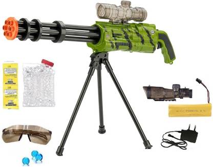 IndusBay Gatling Toy Gun 24 Inches F7 High Speed Automatic machine Gun Toy Long Range Gel Ball Water Bullet Electric Simulation Advance Mini Gun - Green Guns & Darts