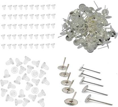 Shivarth Earring Making 100 Pieces & Backs Clear Rubber Earring Stoppers Bullet Clutch Earring Safety Backs Replacement for Earring Hooks Studs with a Clear Portable Box, 50 Pairs 100 Pieces