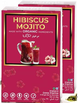 D-Alive Hibiscus Mojito Instant Drink Premix, 90 g Each (Pack of 2, 6 Servings Per) Energy Drink