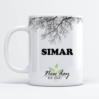 Beautum Simar Printed New Day New Start White Name Model No:NDNS020628 Ceramic Coffee Mug