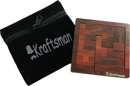 Kraftsman Portable Wooden Tetris Puzzle 13 pieces for Kids and Adults for all age groups | Travel Pouch Included