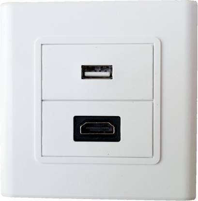 BOXNUBE  TV-out Cable Multimedia Modular Wall Face Plate with HDMI + USB Panel Sockets - White