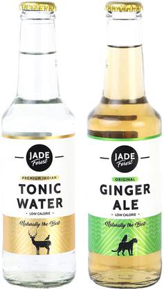 Jade Forest Tonic Water and Ginger Ale Combo, 275 ML, Pack of 12 Bottles, Low Calorie Premium Carbonated Beverages, No Artificial Sweeteners or Flavours Glass Bottle