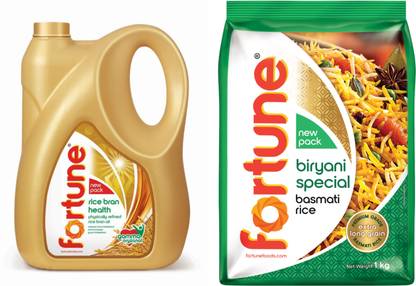 FORTUNE Rice Bran Oil & Basmati Rice Combo