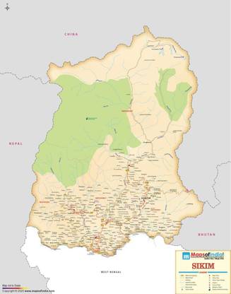 Sikkim Detailed Antique Map Fine Art Print