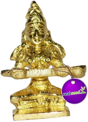 Real Seed Goddess Annapurna Devi (Goddess of Food) with Fine Carving Made in Brass Metal Decorative Showpiece  -  4.4 cm
