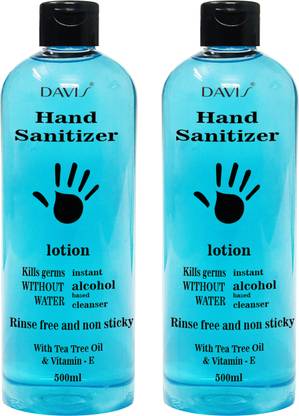 davis Alcohol l for ultimate protection kills 99.99% germs ( pack of 2) Hand Sanitizer Bottle