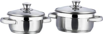 VINOD Stainless Steel Bremen Saucepot with Glass Lid - 2 Pcs Induction Bottom Cookware Set