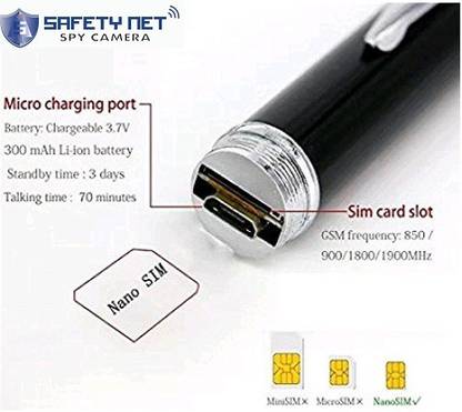 Safetynet Spy GSM Pen with Two Way Communication, Wireless Nano Device Hidden GSM Pen, Long Battery Backup Security Camera