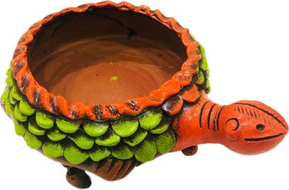 ShopMeFast Handmade Earthenware Clay Terracotta Turtle Bowl Urli/Uruli Decorative Showpiece  -  10 cm
