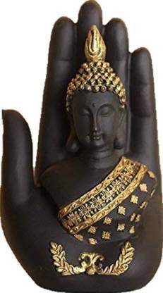 Country hub Handcrafted Buddha Palm Showpiece Decorative Showpiece - 12.5 cm (Polyresin, Black, Gold) Decorative Showpiece  -  12.5 cm
