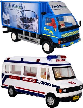 Miniature Mart Set of 2 Combo Pull Back & go Action Panther + Ambulance Toys For Kids