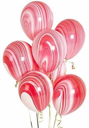 Party Anthem Solid Red & White Marble Latex Balloons – 12" Each Pack of 25 Pcs Balloon
