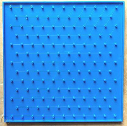 THE LABWORLD Isometric geoboard for Kids Math with Rubber Bands Learning Toys for Activity kit Games 10x10 pins,Size 25x25 cm