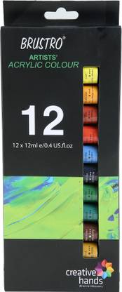 BRuSTRO Artists Acrylic Colour Set of 12 x 12ml Tubes
