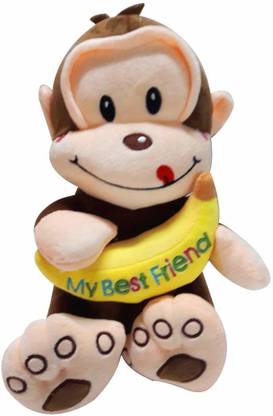 unique toy world Cute Monkey with Banana Plush | Imported Premium Quality 30 cm  - 25 cm