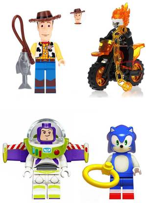 smart anime buy 4pcs Toy Story Buzz Lightyear, Woody, Sonic the hedgehog, Ghost Rider Small action figure set