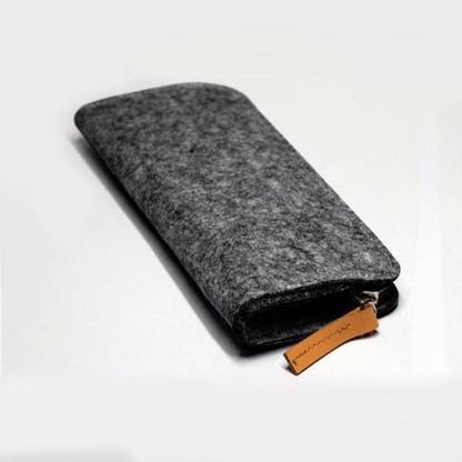 OON Felt Eyeglass Case Zip It Grey Car Sunglass Clip Holder
