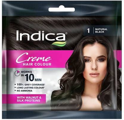 Indica NATURAL BLACK CREME HAIR COLOR (PACK OF 15 ) , NATURAL BLACK