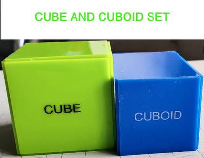 THE LABWORLD Cube and Cuboid Math Model Geometric Shape 3D Set of 2 pcs for Kids Math manipulatives,Size 8 cm