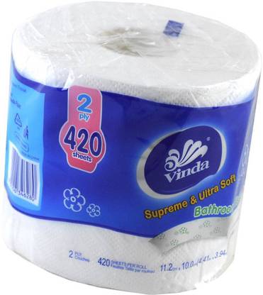 Vinda Supreme and Ultra Soft Toilet Paper Roll, 420 Sheets Per Roll,2 ply Toilet Paper Roll