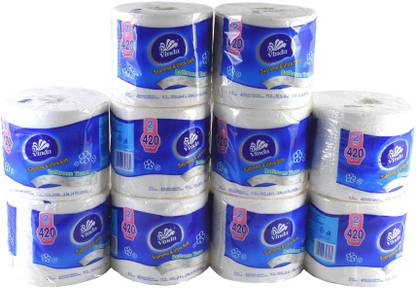 Vinda Set of 10 Supreme and Ultra Soft Toilet Paper Roll, 420 Sheets Per Roll,2 ply Toilet Paper Roll