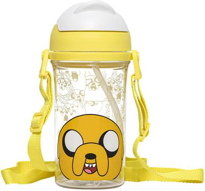 MINISO Adventure Time- Water Bottle with Straw 400ml-(Yellow) 400 ml Bottle