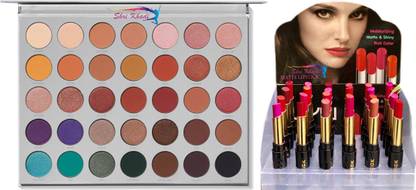 Shri Khadi Hill Eyeshadow Palette 35 Color & Matte lipstick set of 24 (multicolor, 3.2 g)