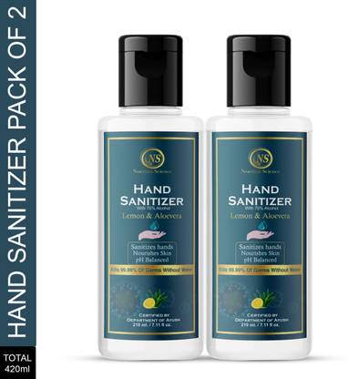 Nuerma Science kills 99.99% germs and infection without water with triple action formula sanitizes hands, pH balanced, nourishes skin Hand Sanitizer Bottle