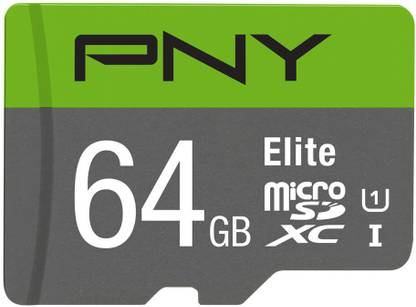 PNY PSDU64GU1GW-BR20 Elite 64 MicroSDXC UHS Class 1 85 Mbps  Memory Card Compatible with Tablet, Mobile