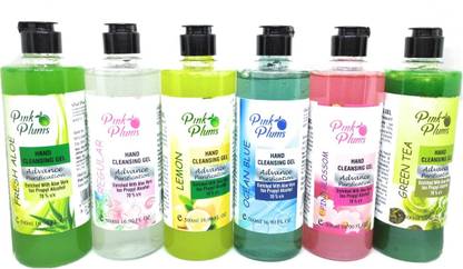 PINK PLUMS Hand Rub Gel 3000 ML Combo ( 6 pcs x 500 ML ) Hand Rub Bottle