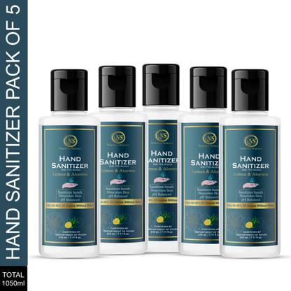 Nuerma Science Hands Sanitizer (Pack of 5) kills 99.99% germs and infection without water with triple action formula sanitizes hands, pH balanced, nourishes skin Hand Sanitizer Bottle