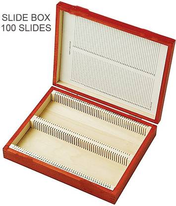 THE LABWORLD Slide box for 100 prepared slides microscope slide box with index,side box plastic Microscope Slide Box