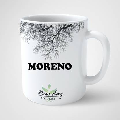 Beautum Moreno Printed New Day New Start White Name Model No:NDNS013154 Ceramic Coffee Mug