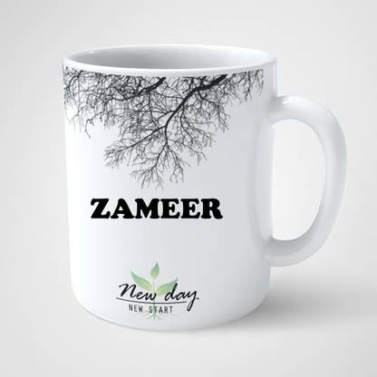 Beautum Zameer Printed New Day New Start White Name Model No:NDNS023719 Ceramic Coffee Mug