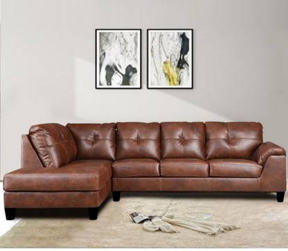 Adonica Romina 6 Seater LHS L Shape sofa in Brown Leatherette Leather 6 Seater  Sofa