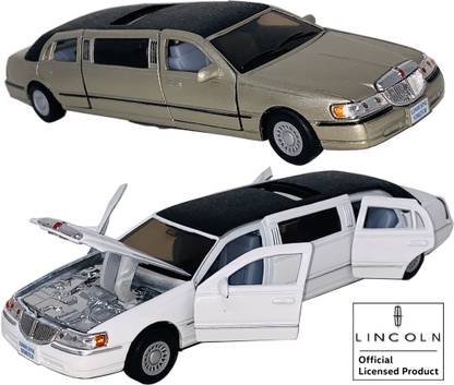 Miniature Mart Pack Of 2, 1999 Town Car Stretch Limousine Die Cast Metal Openable Front , Back , Sunroof and Front Bonnet Pull Back Action Official Licensed Product Toy Car (Also Can Be Use as Showpiece& Best For Gifting)