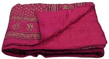 STITCHY Beautiful Jaipuri Razai/Rajai double Bed Cotton Rajasthani Sanganeri Floral Print Quilt Blanket (PINK, double Bed Cotton Batting