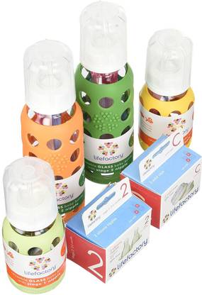 Lifefactory Glass Baby Bottles 4 Pack Starter Kit (9 Oz. & 4 Oz. - Gender Neutral) - 267 ml