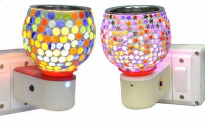 iWin Electric Glossy Ceramic 2IN1 Aroma Oil Diffuser/Kapoor Dani/ Camphor Burner with Switch (in-Built On/Off Button for Heating) Hand-Crafted Night Lamp & Incense Burner for Home, Office, Temple, Positive Energy and Ambiance (Combo of 2) Plastic, Steel, Ceramic, Borosilicate Glass Incense Holder