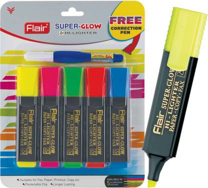 FLAIR Super Glow Highlighter with Correction Pen