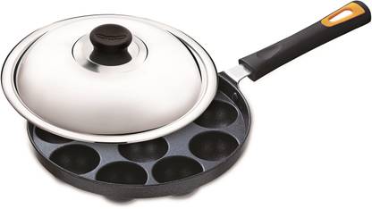 ANJALI Appa Patra 12 cup Diamond Series With Lid,Black Tawa 38 cm diameter with Lid