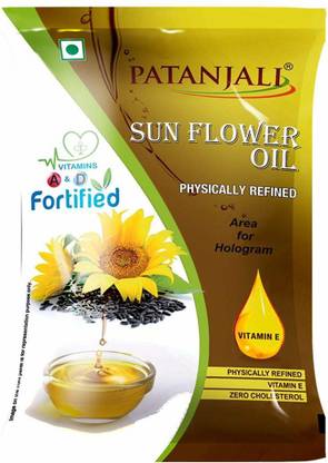 PATANJALI Sun Flower Oil, 1L Sunflower Oil Pouch