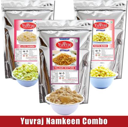 Yuvraj Food Product Falahari | Chidwa mix & Raita Bundi Snacks for bikaneri Spicial (300 gm x 3)
