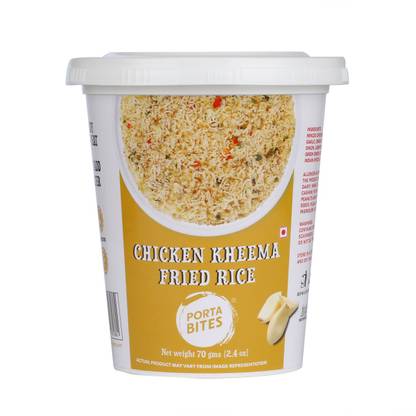 porta bites Chicken Kheema Fried Rice | Instant Indian Ready to Eat | Fully Cooked | Ready to Eat | Freeze Dried Emergency Food | Microwaveable | Real Chicken | Non GMO | 100 % Natural 70 g