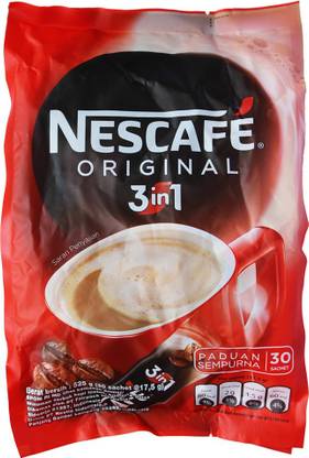 Nescafe 3 in 1 Original Soluble Coffee Beverage, 30 Sachets Instant Coffee