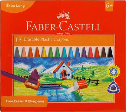 FABER-CASTELL 15 Erasable Plastic Crayons (110mm)